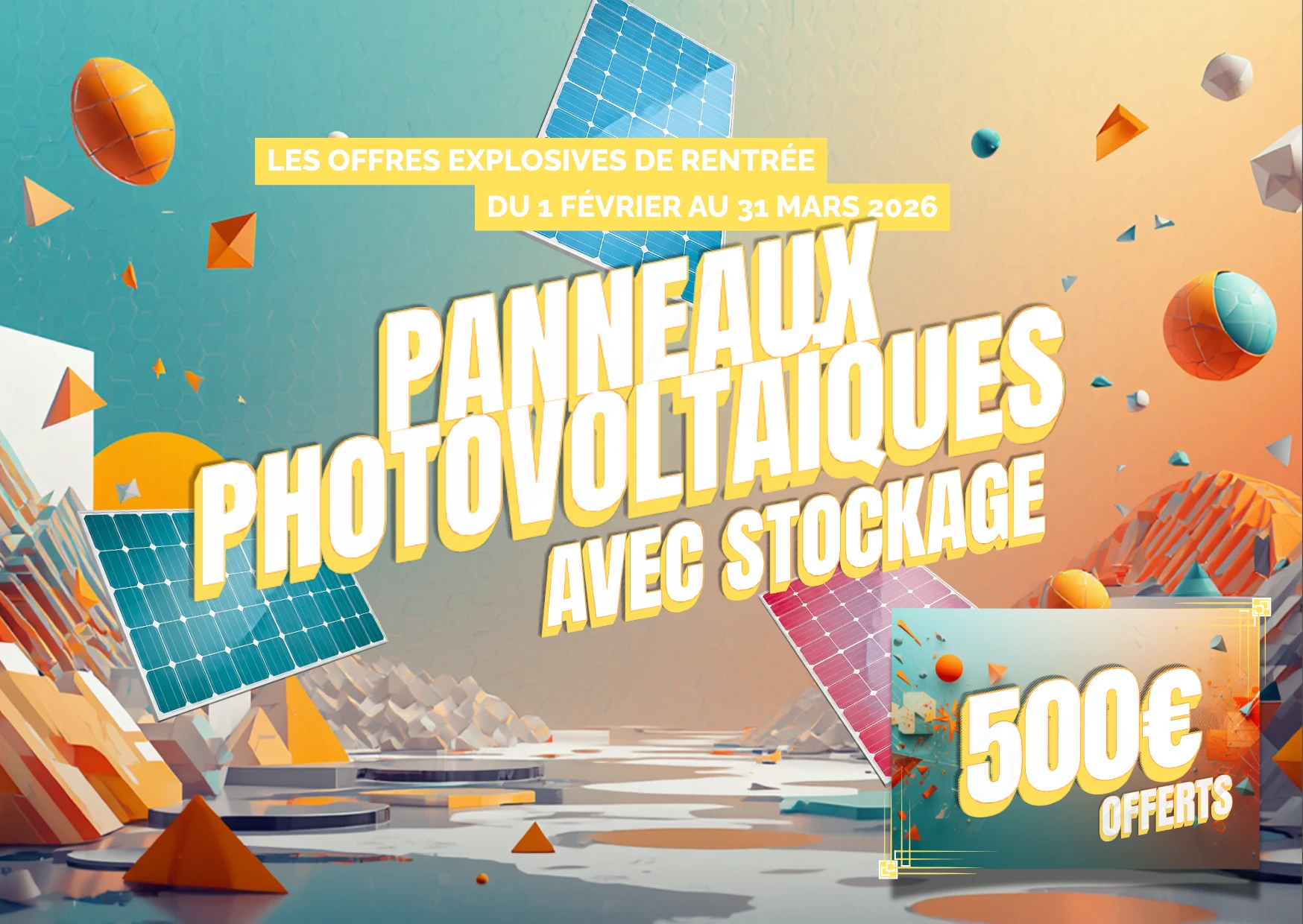 OFFRE 500€ PHOTOVOLTAIQUE AVEC STOCKAGE